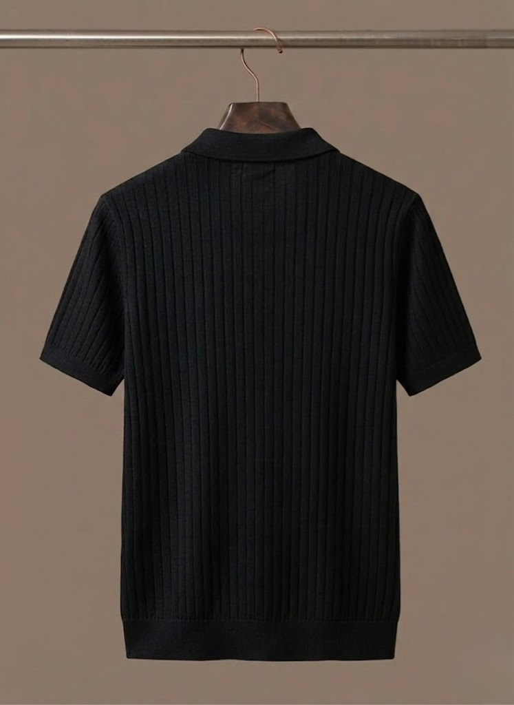 Men's Ribbed Knit Polo Shirt – Lightweight Summer Casual | Areleon