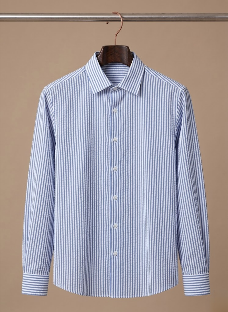 Men's Seersucker Striped Shirt – Breathable Summer Linen | Areleon