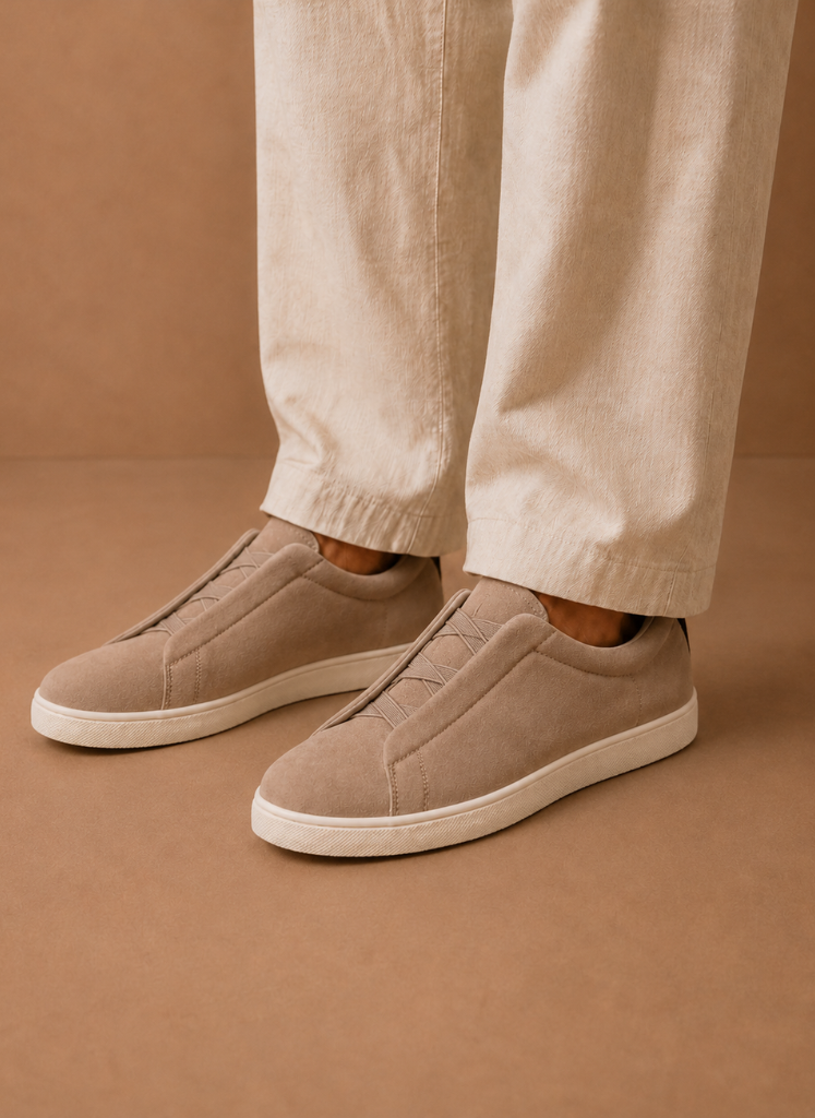 Men's Laceless Suede Sneakers – Slip-On Casual Shoes | Areleon