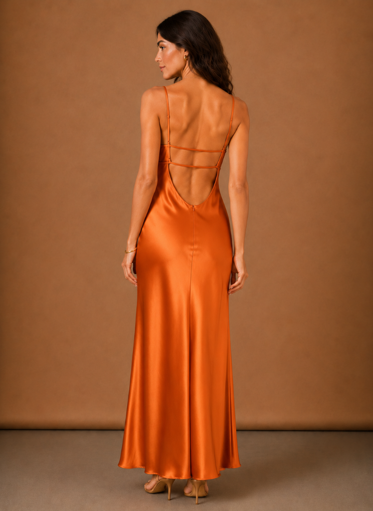 Women’s Satin Cowl Neck Maxi Dress – Elegant Evening Occasion | Areleon