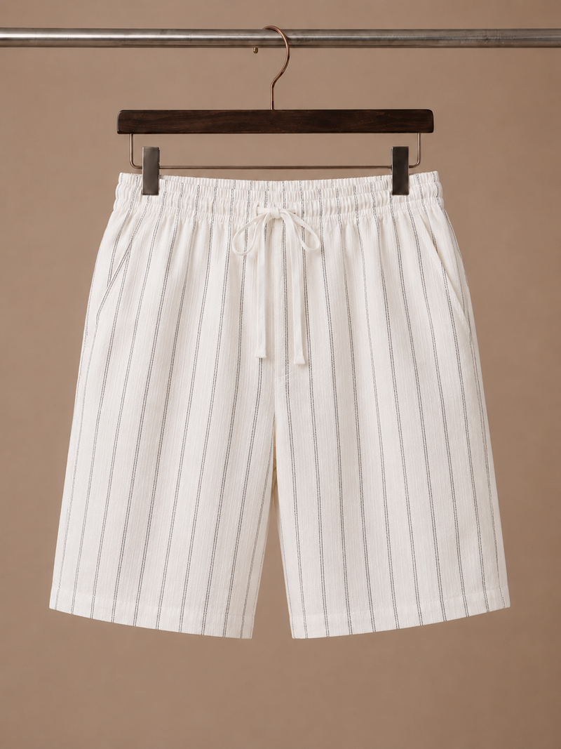 Men's Linen Style Drawstring Shorts – Striped Relaxed Fit | Areleon