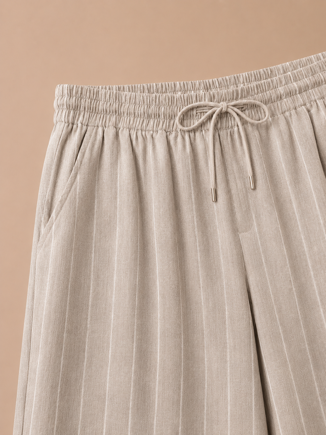 Men's Linen Drawstring Trousers – Striped Casual Fit | Areleon