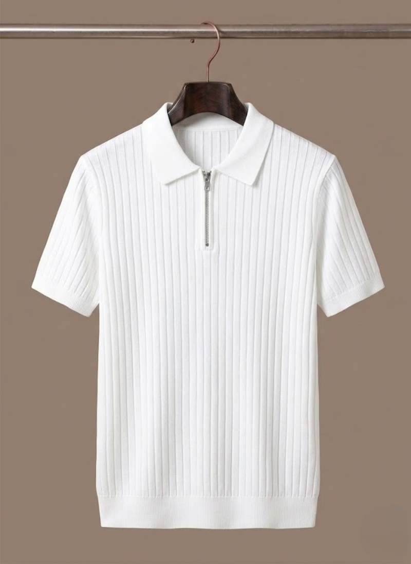Men's Striped Knit Polo Shirt – Breathable Short Sleeve | Areleon