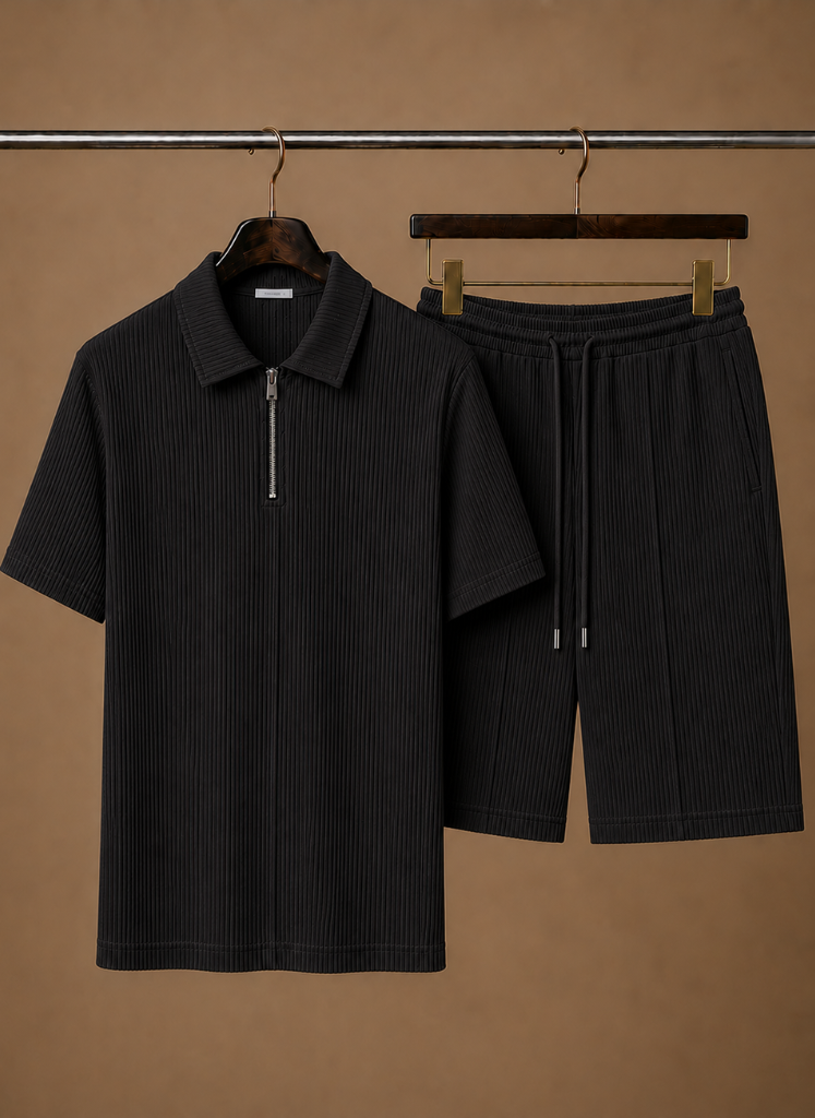 Men's Matching Polo & Shorts Set – Summer Ribbed | Areleon