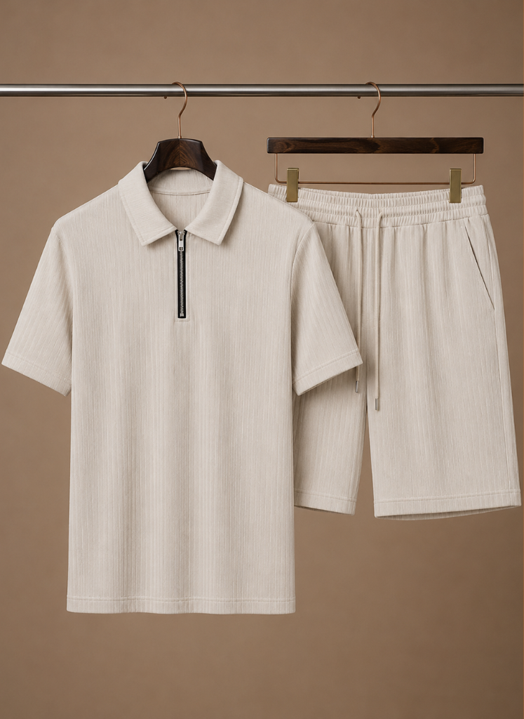 Men's Matching Polo & Shorts Set – Summer Ribbed | Areleon