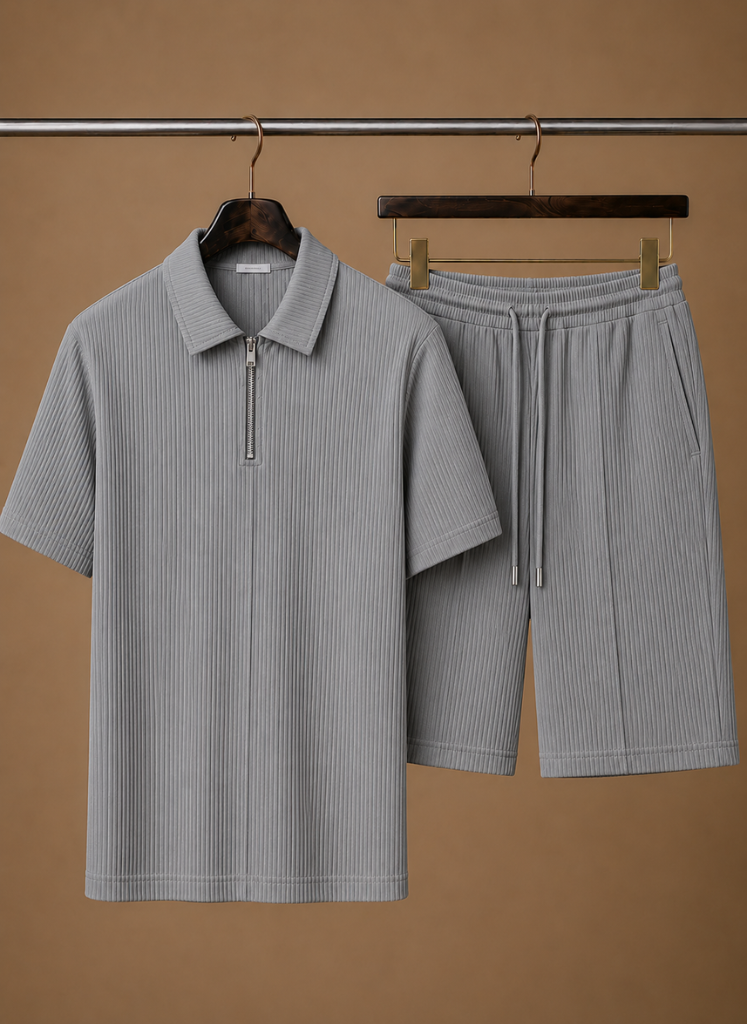 Men's Matching Polo & Shorts Set – Summer Ribbed | Areleon