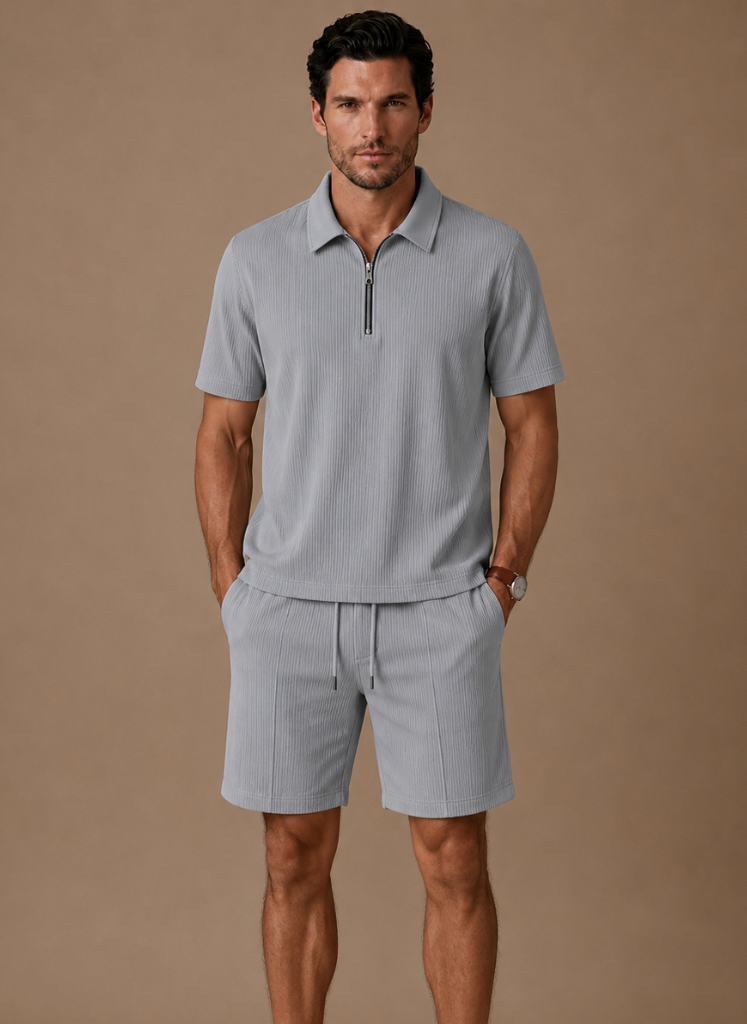 Men's Matching Polo & Shorts Set – Summer Ribbed | Areleon