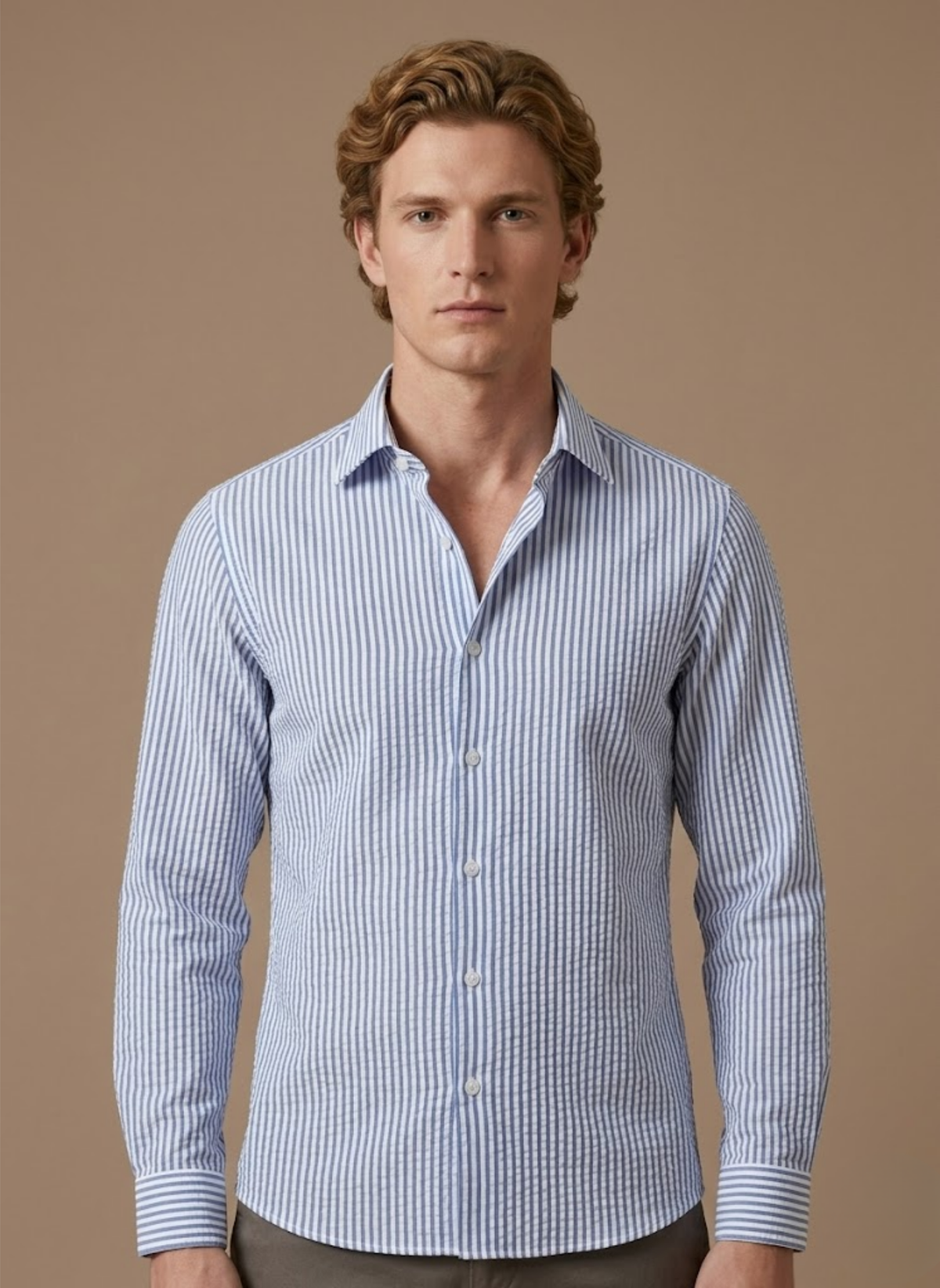 Men's Seersucker Striped Shirt – Breathable Summer Linen | Areleon
