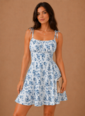 Women's Floral Mini Dress – Tie Strap Fitted Summer | Areleon