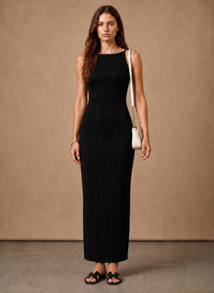 Women's Sleeveless Maxi Dress – Slim Fit Textured Summer | Areleon