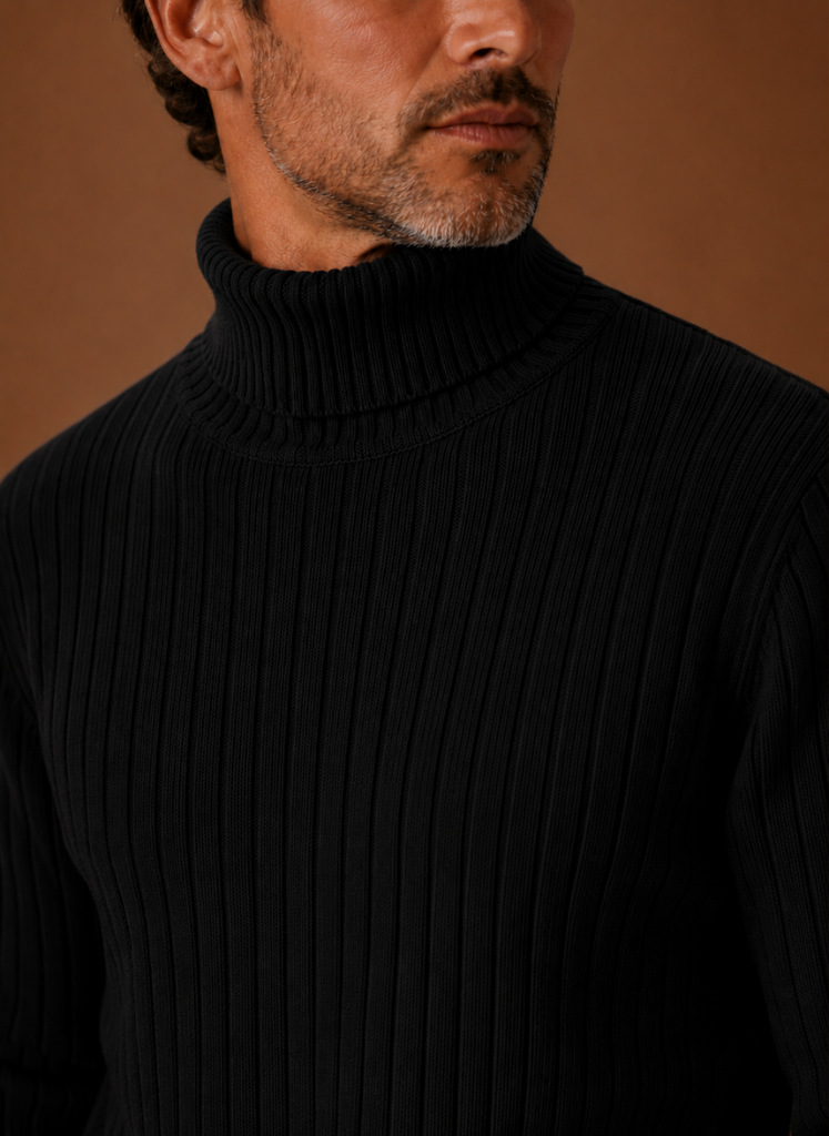 Men's Ribbed Turtleneck Sweater Soft Pullover | Areleon