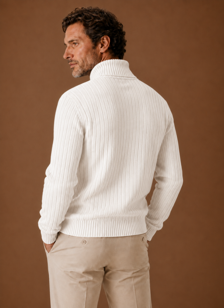 Men's Ribbed Turtleneck Sweater Soft Pullover | Areleon