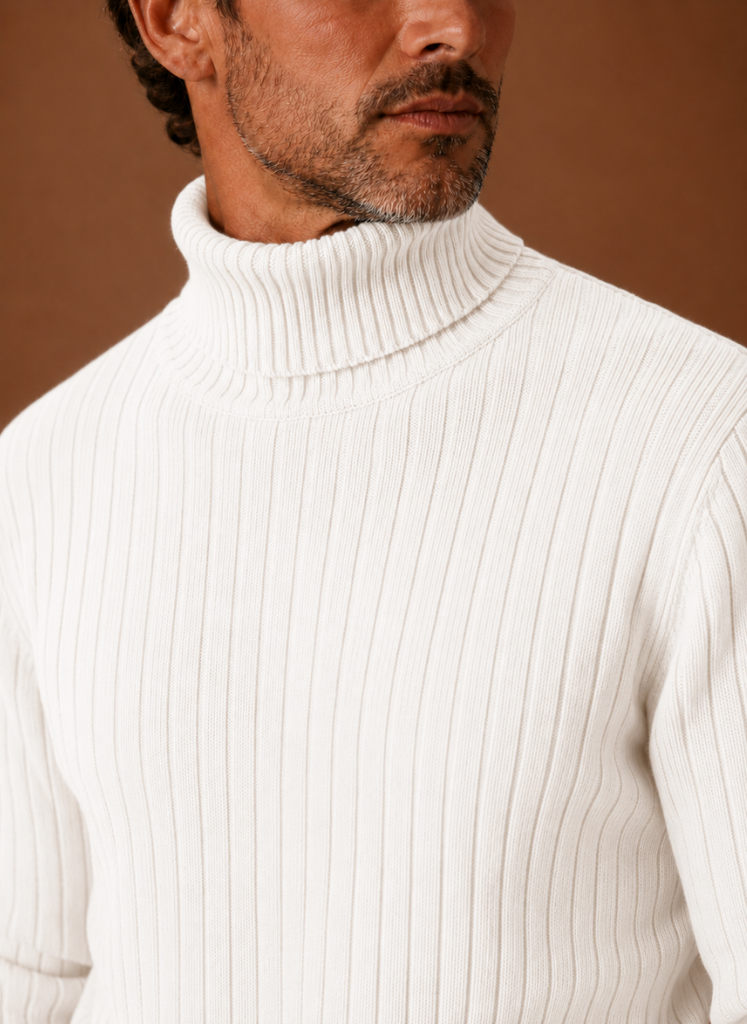 Men's Ribbed Turtleneck Sweater Soft Pullover | Areleon