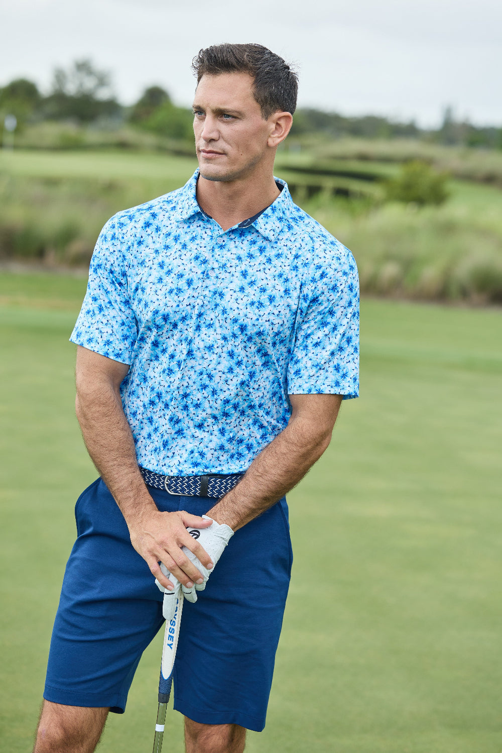 Men's Performance Hawaiian Floral Polo