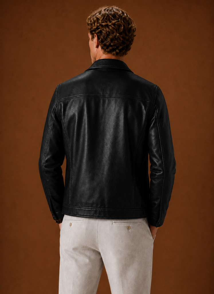 Men's Leather Look Jacket Classic Zip Jacket | Areleon