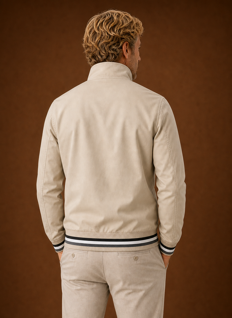 Back view of men's lightweight bomber jacket