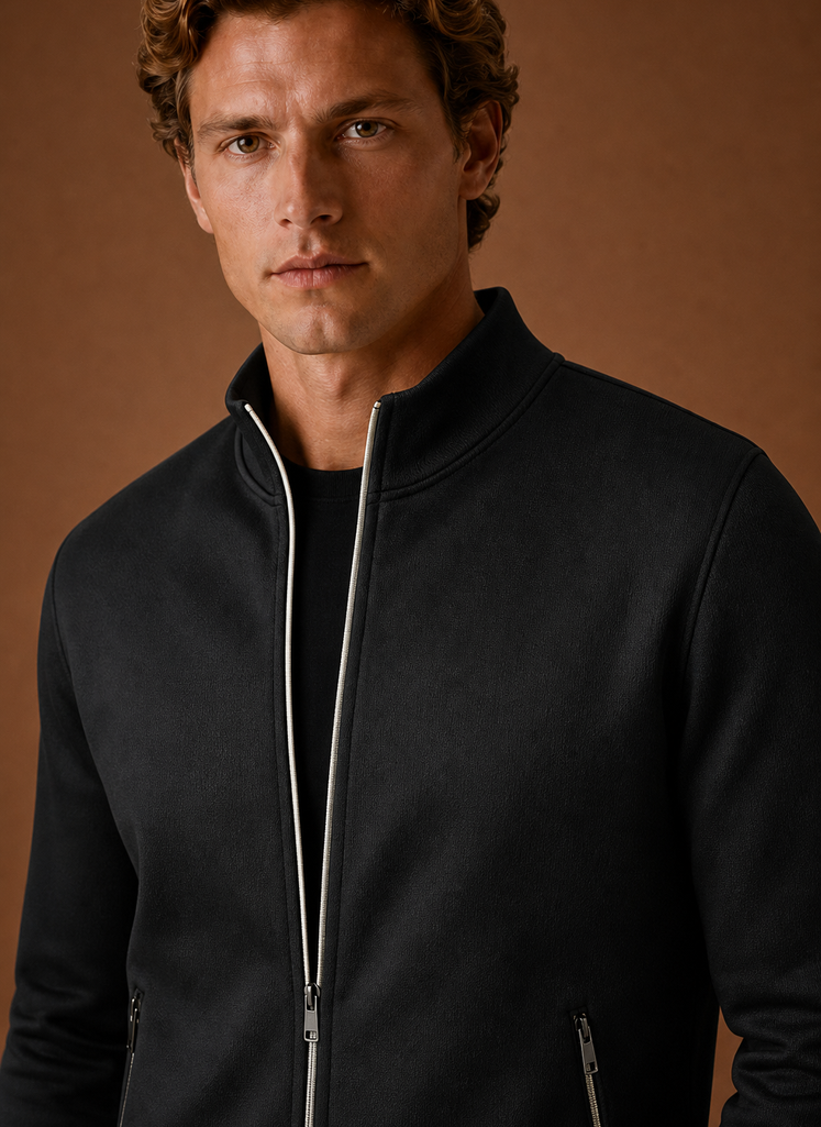 Men's Full Zip Sweater Jacket closeup view