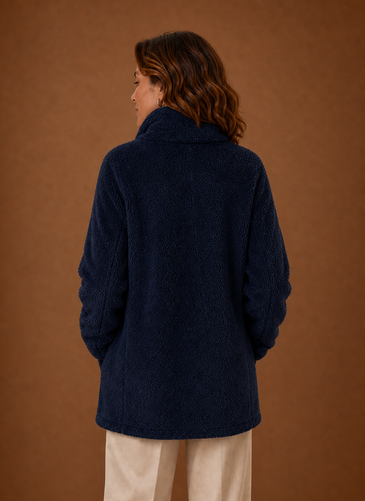 Women's Fleece Sherpa Zip Up Winter Jacket back view