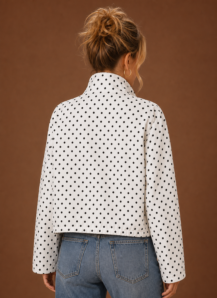 Women's Polka Dot Lightweight Jacket Casual Drawstring Coat | Areleon